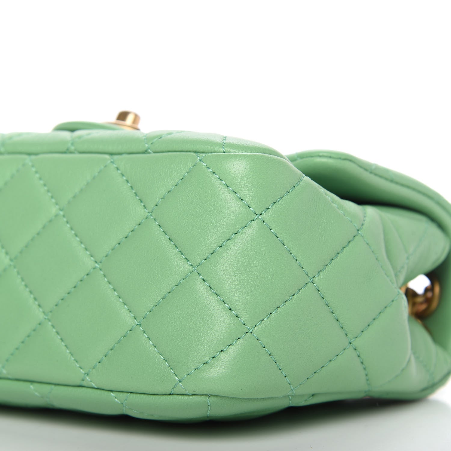 Chanel Lambskin Resin Quilted Mini Pearl Samba Square Flap Green 7 of 11