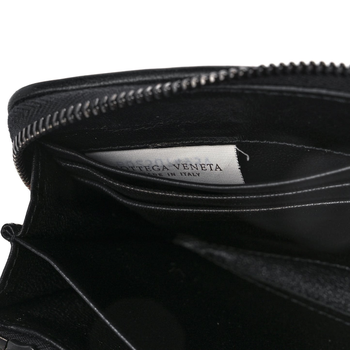Nappa Intrecciato Zip Around Wallet Orange Black