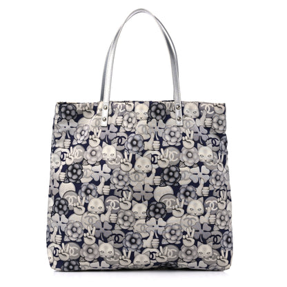 Chanel Nylon Cat Emoticon Tote Navy Silver 1 of 10