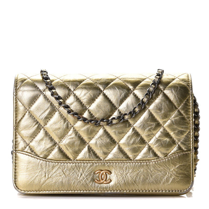 Chanel Metallic Aged Calfskin Quilted Gabrielle Wallet On Chain WOC Gold 1 of 11