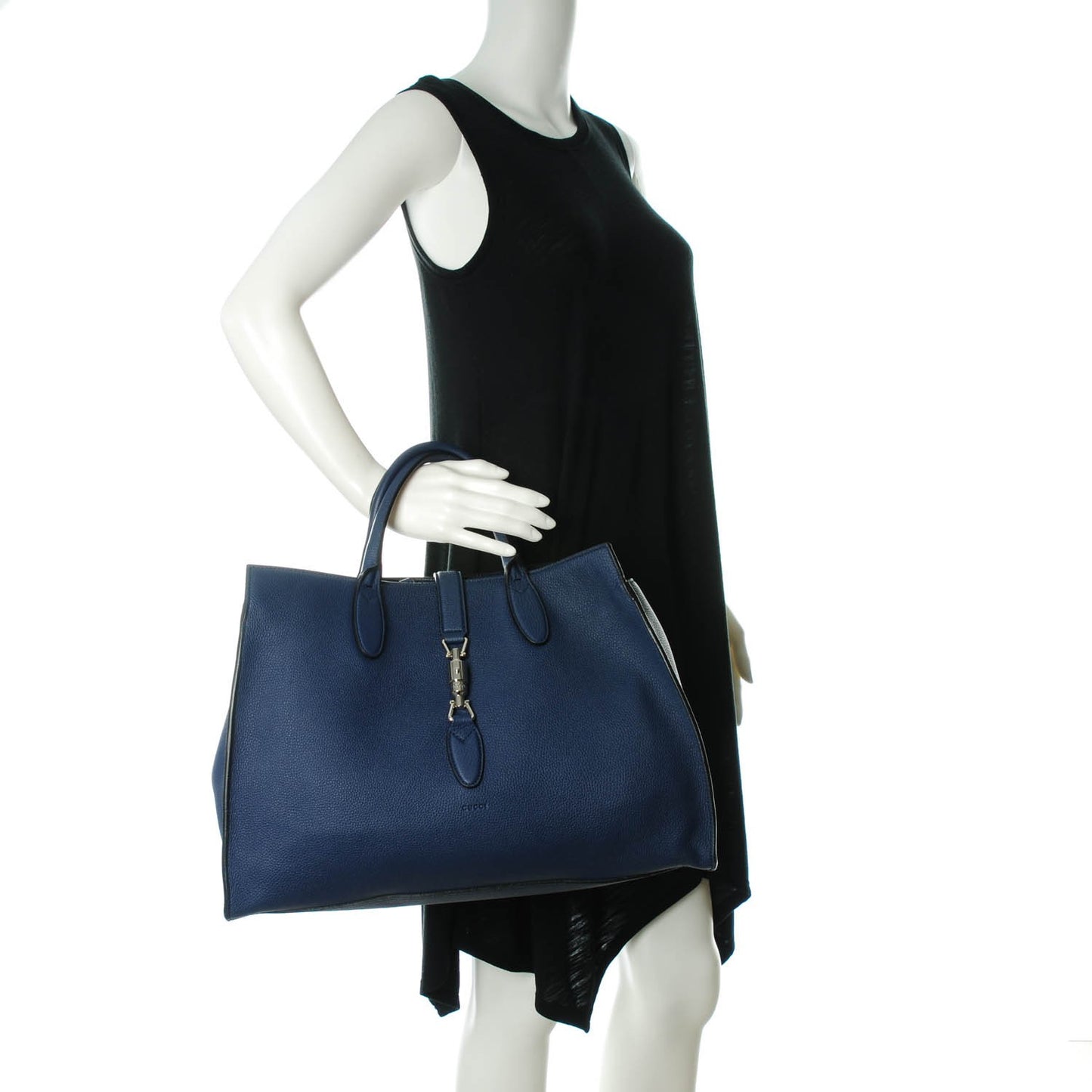 Soft Calfskin Medium Jackie Top Handle Bag Classic Blue Marine