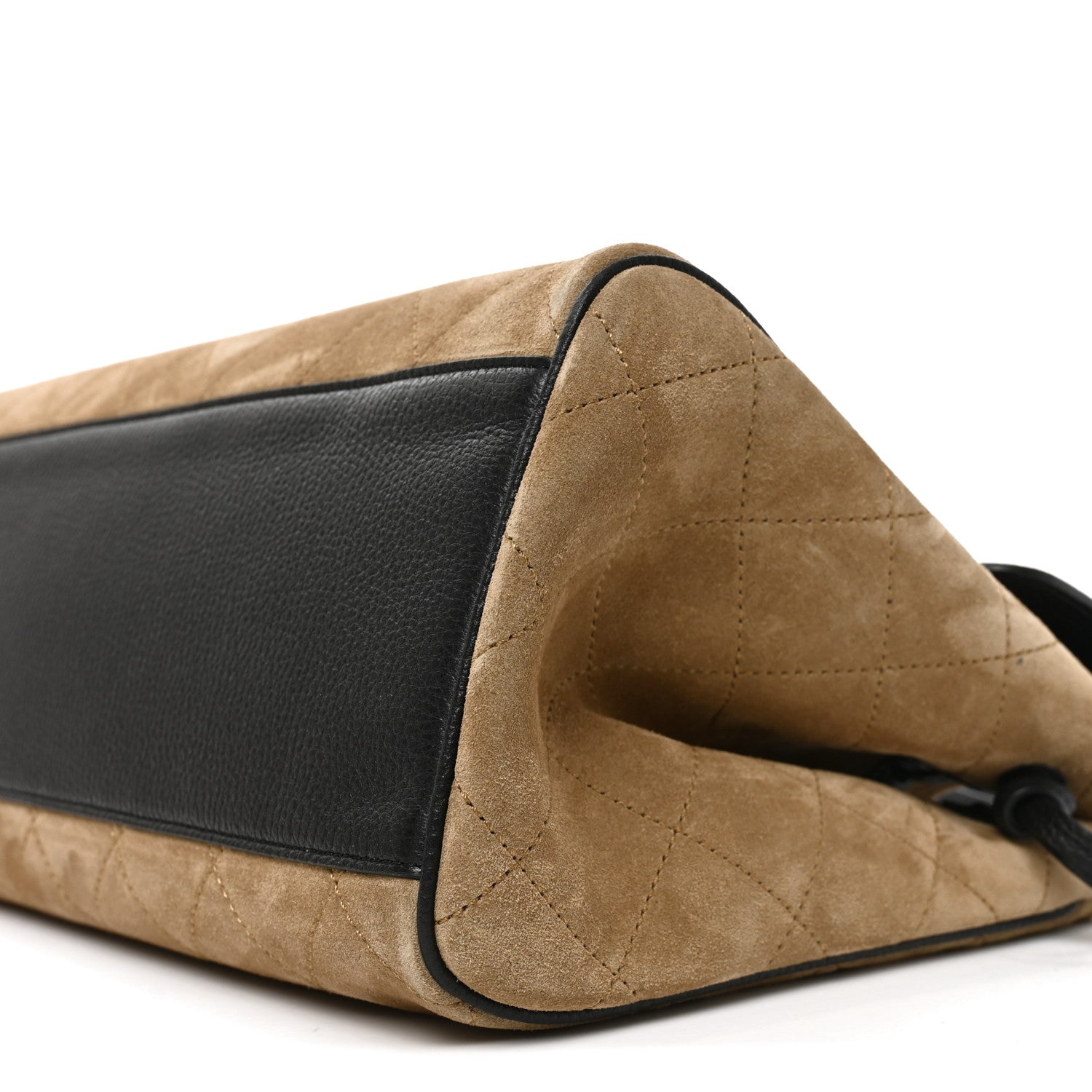 Chanel Grained Calfskin Suede Urban Essentials Shopping Bag Dark Beige Black 10 of 10