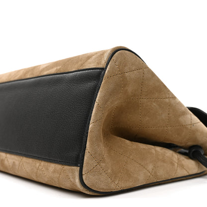Chanel Grained Calfskin Suede Urban Essentials Shopping Bag Dark Beige Black 10 of 10