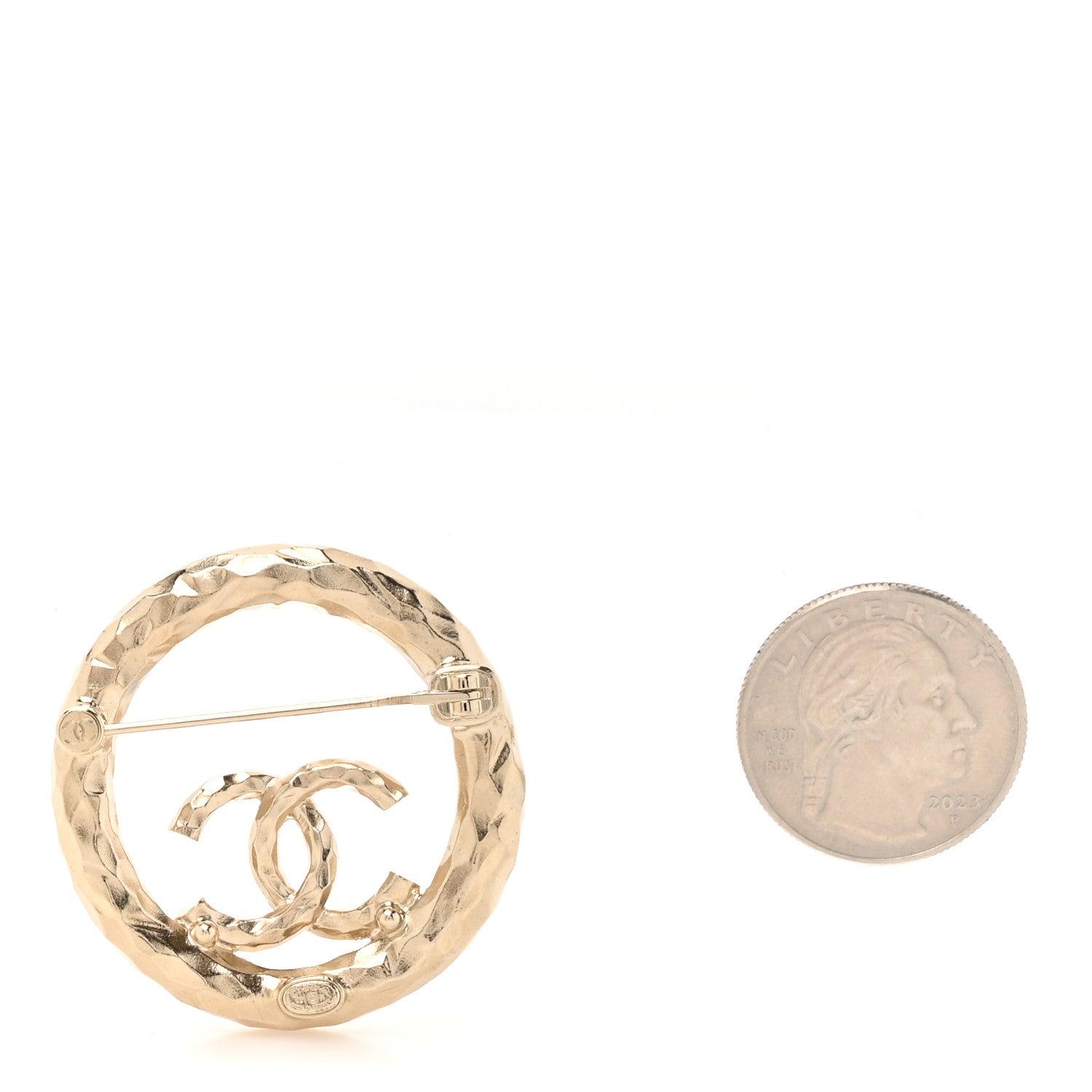Chanel Crystal Round CC Brooch Gold 2 of 4