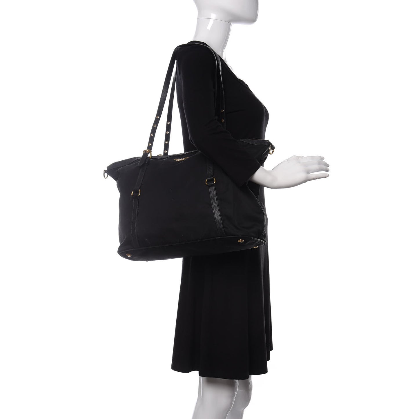 Tessuto Nylon Saffiano Tote Black