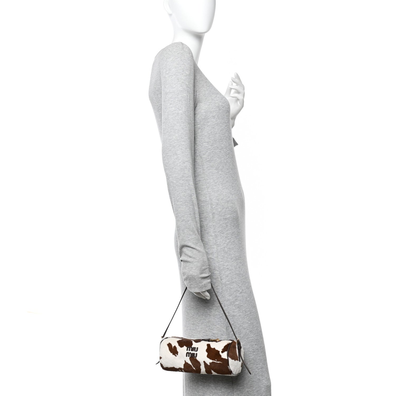 Miu Miu Nappa Calf Hair Printed Pouch White Burnt Sienna 2 of 10