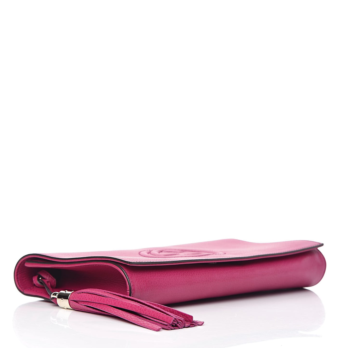 Pebbled Calfskin Medium Soho Clutch Fuchsia