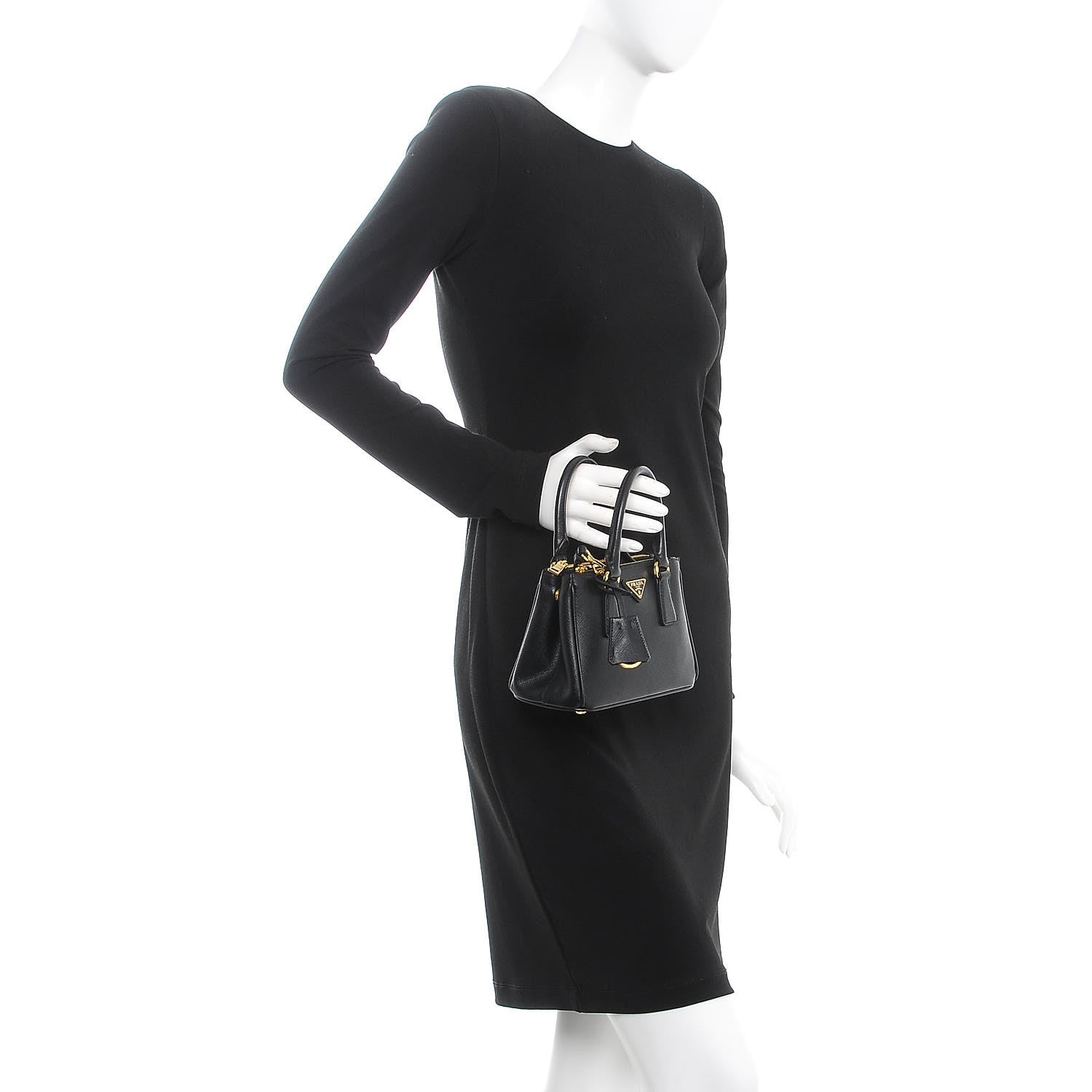 Prada Saffiano Lux Mini Galleria Double Zip Tote Black 3 of 8