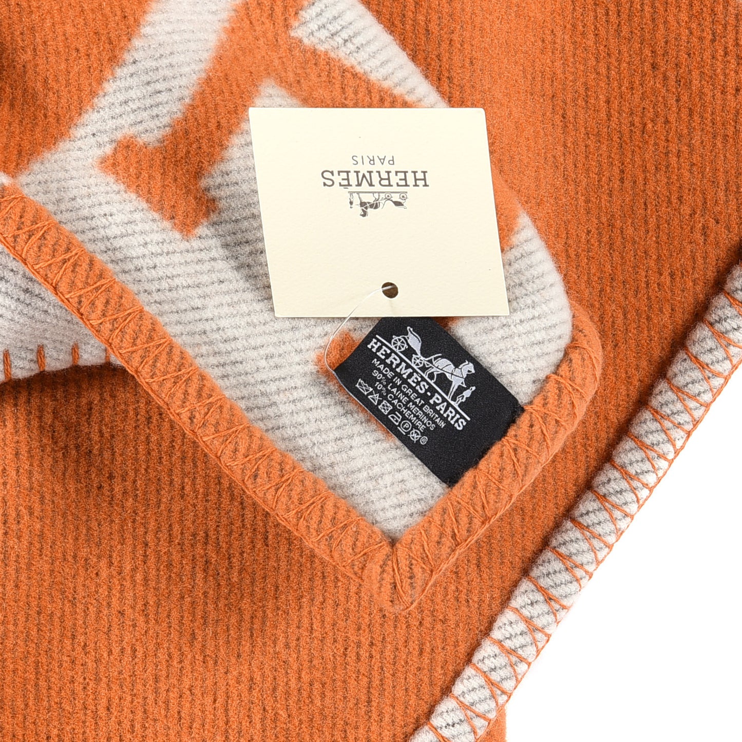 Wool Cashmere Signature Classic Avalon Blanket Ecru Potiron
