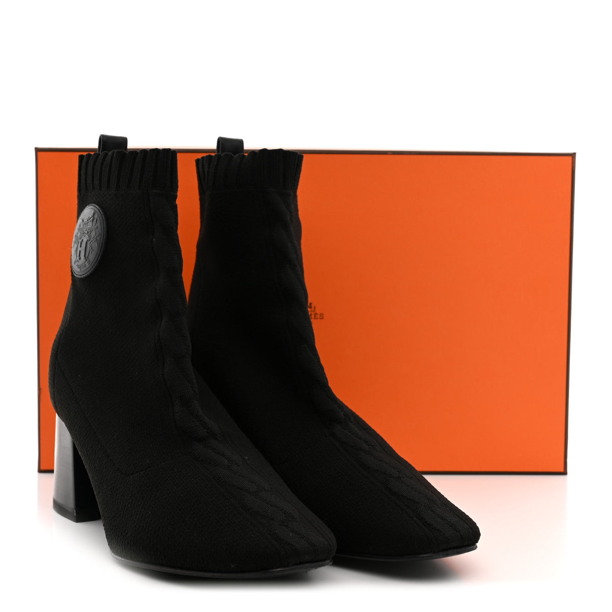 Knit Calfskin Volver 60 Ankle Boots 38 Black