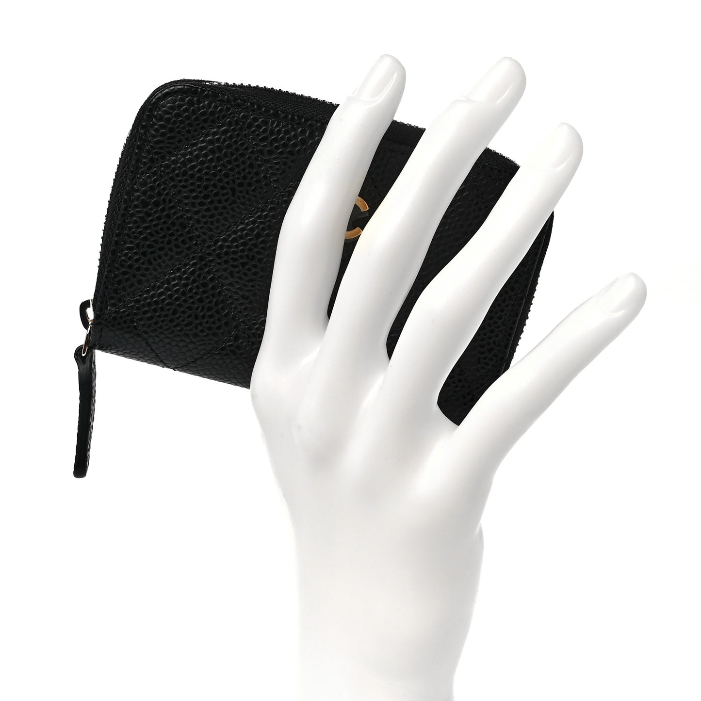 Caviar Quilted Zip Coin Purse Black