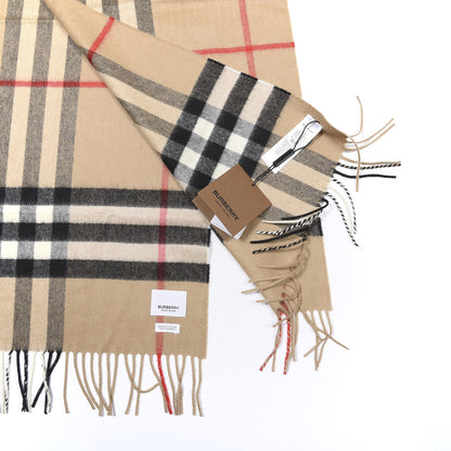 Burberry Cashmere Giant Check Fringe Scarf Archive Beige 2 of 3