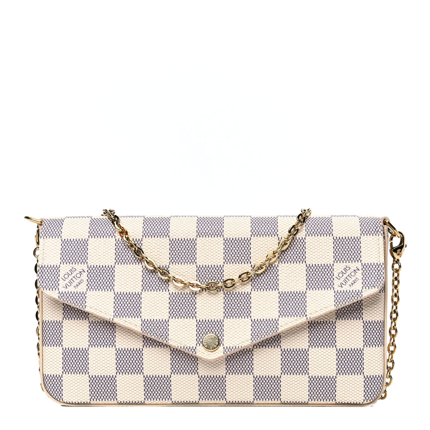 Damier Azur Pochette Felicie Chain Wallet Rose Ballerine