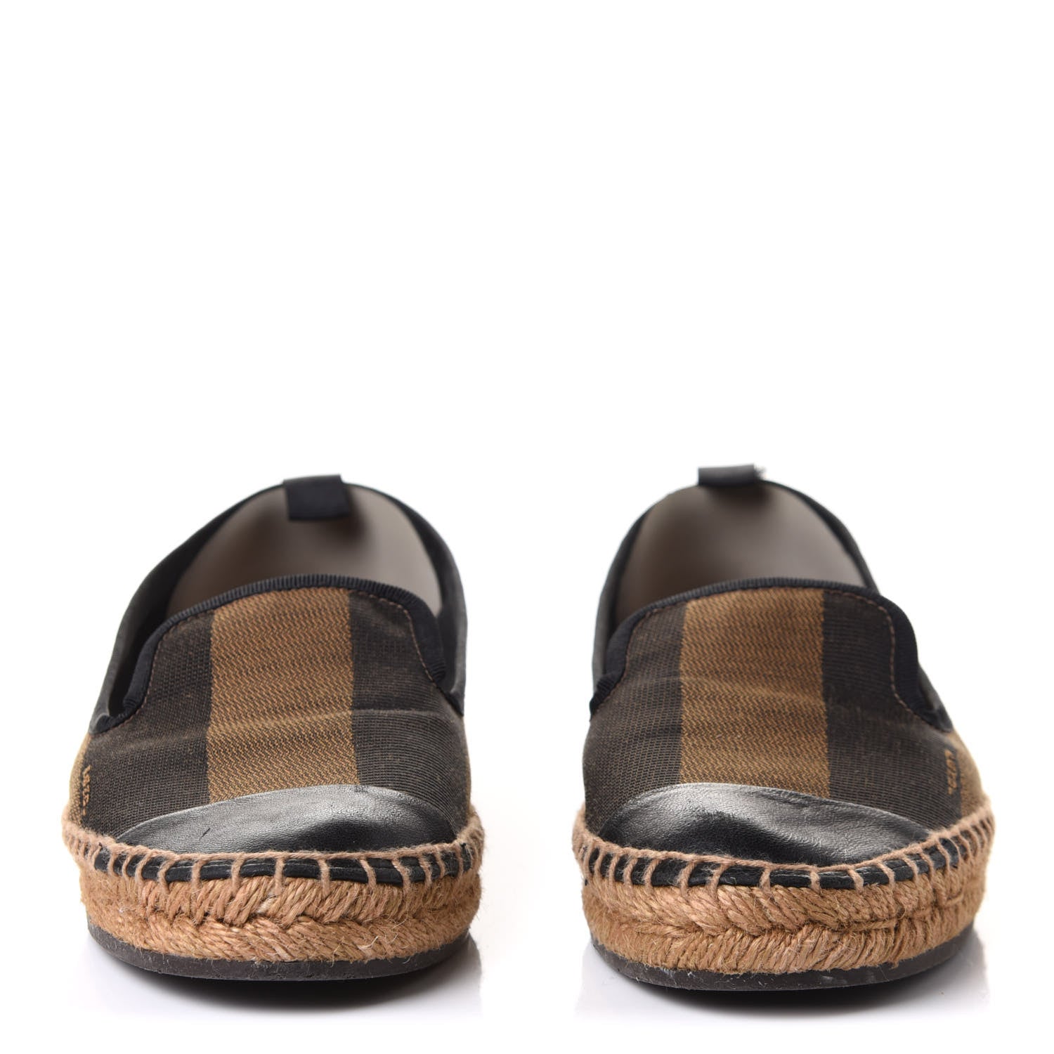 Fendi Canvas Pequin Espadrilles 36 Tobacco Black 2 of 8