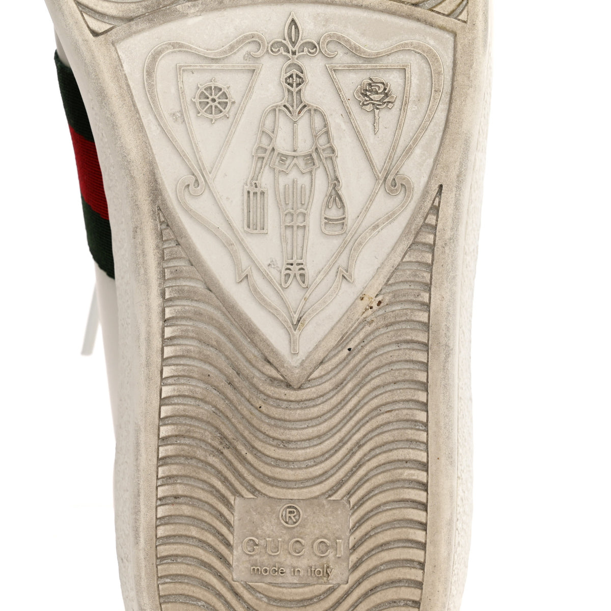 Gucci Calfskin Ayers Bee Embroidered Womens Ace Sneakers 37 White Green 11 of 12