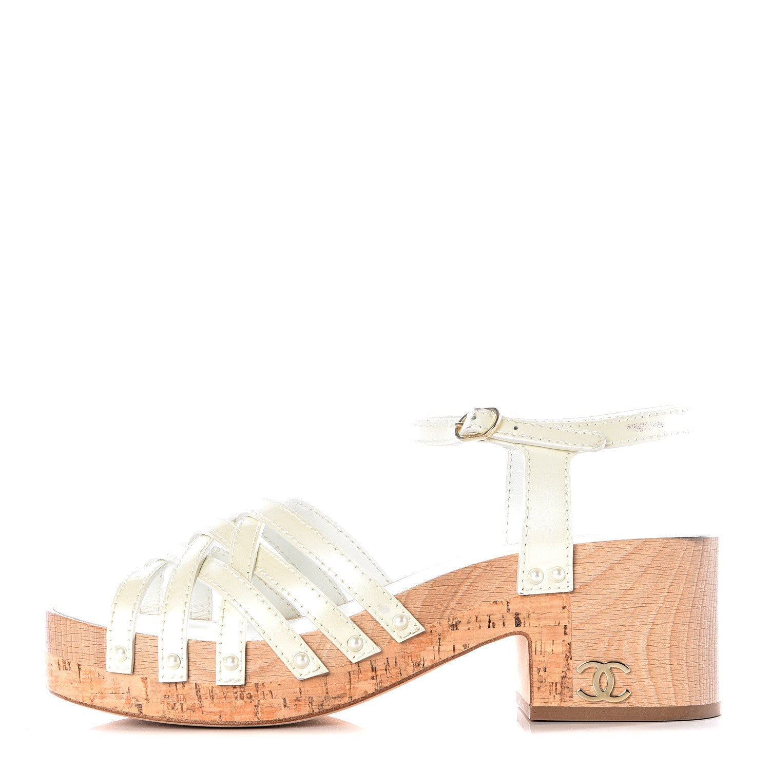 Chanel Patent Cork Mykonos Wedge Sandals 40 Beige 1 of 10