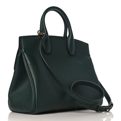 Salvatore Ferragamo Hammered Calfskin Medium Studio Top Handle Bag Dark Green 3 of 8