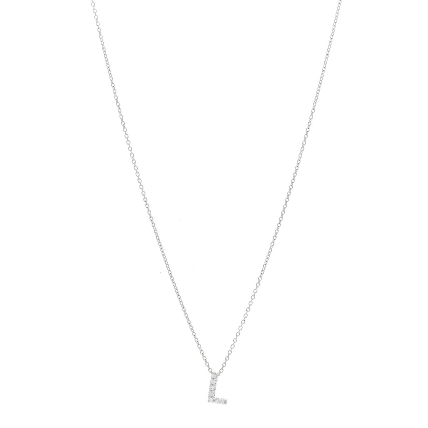 18K White Gold Diamond Love Letter L Pendant Necklace