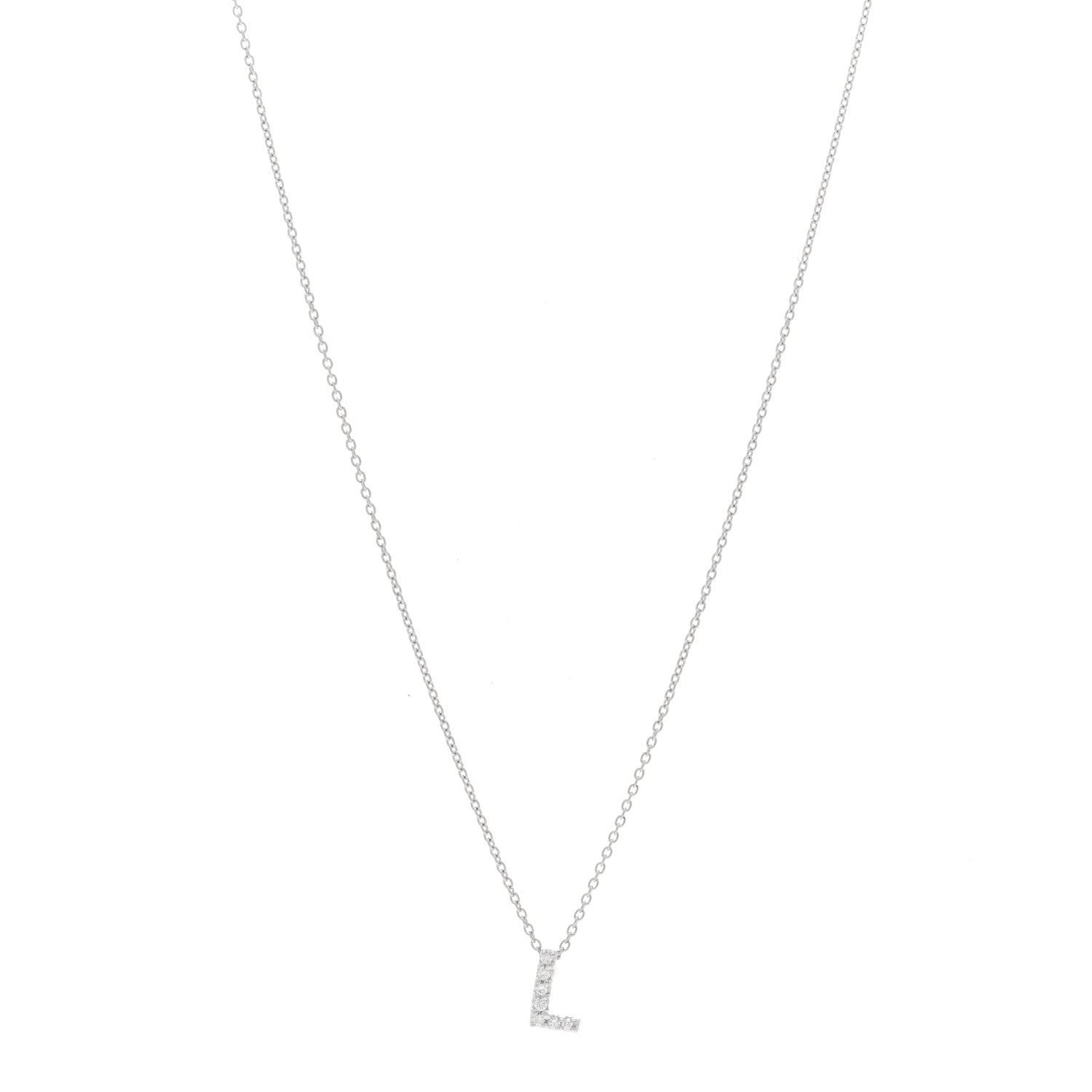 Roberto Coin 18K White Gold Diamond Love Letter L Pendant Necklace 1 of 4