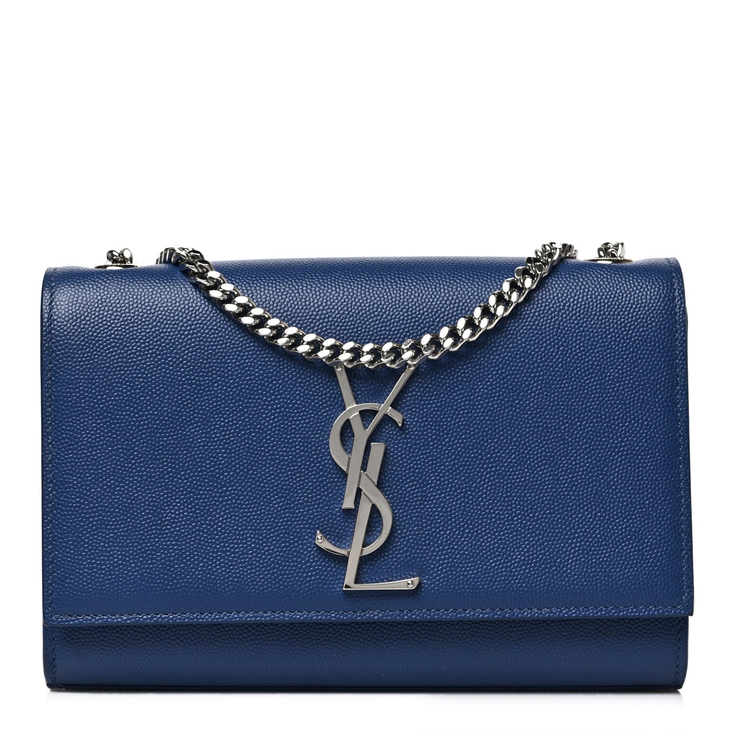 Saint Laurent Grain De Poudre Small Classic Monogram Kate Satchel Denim 1 of 9