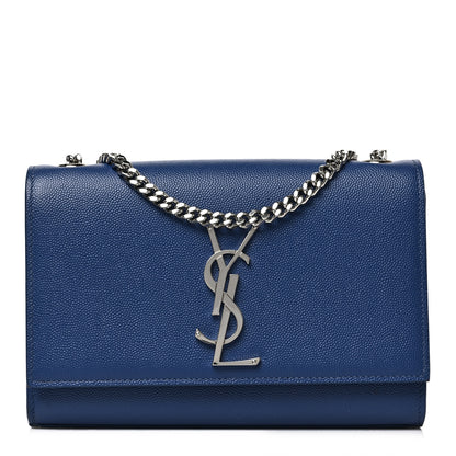 Saint Laurent Grain De Poudre Small Classic Monogram Kate Satchel Denim 1 of 9