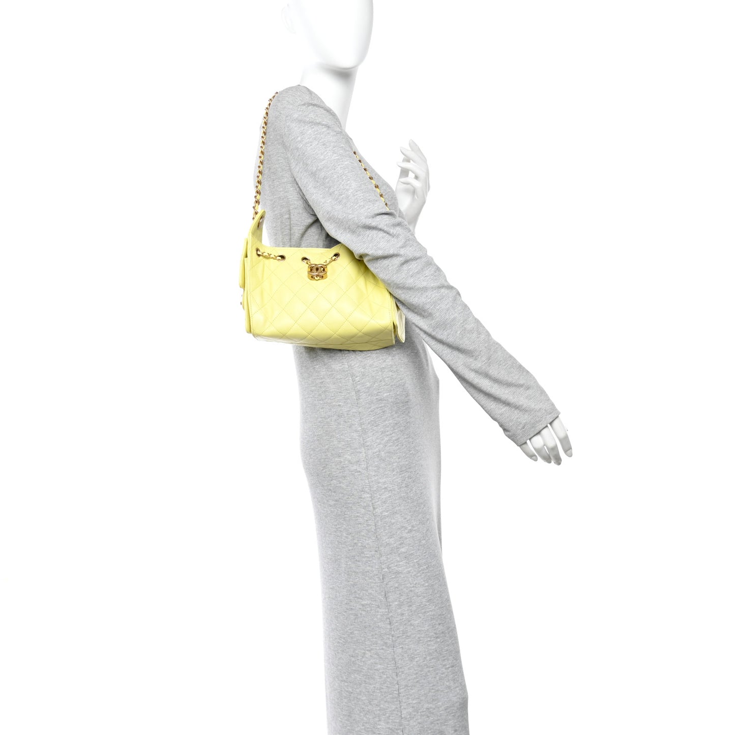 Caviar Quilted Mini Chanel 25 Handbag Light Yellow