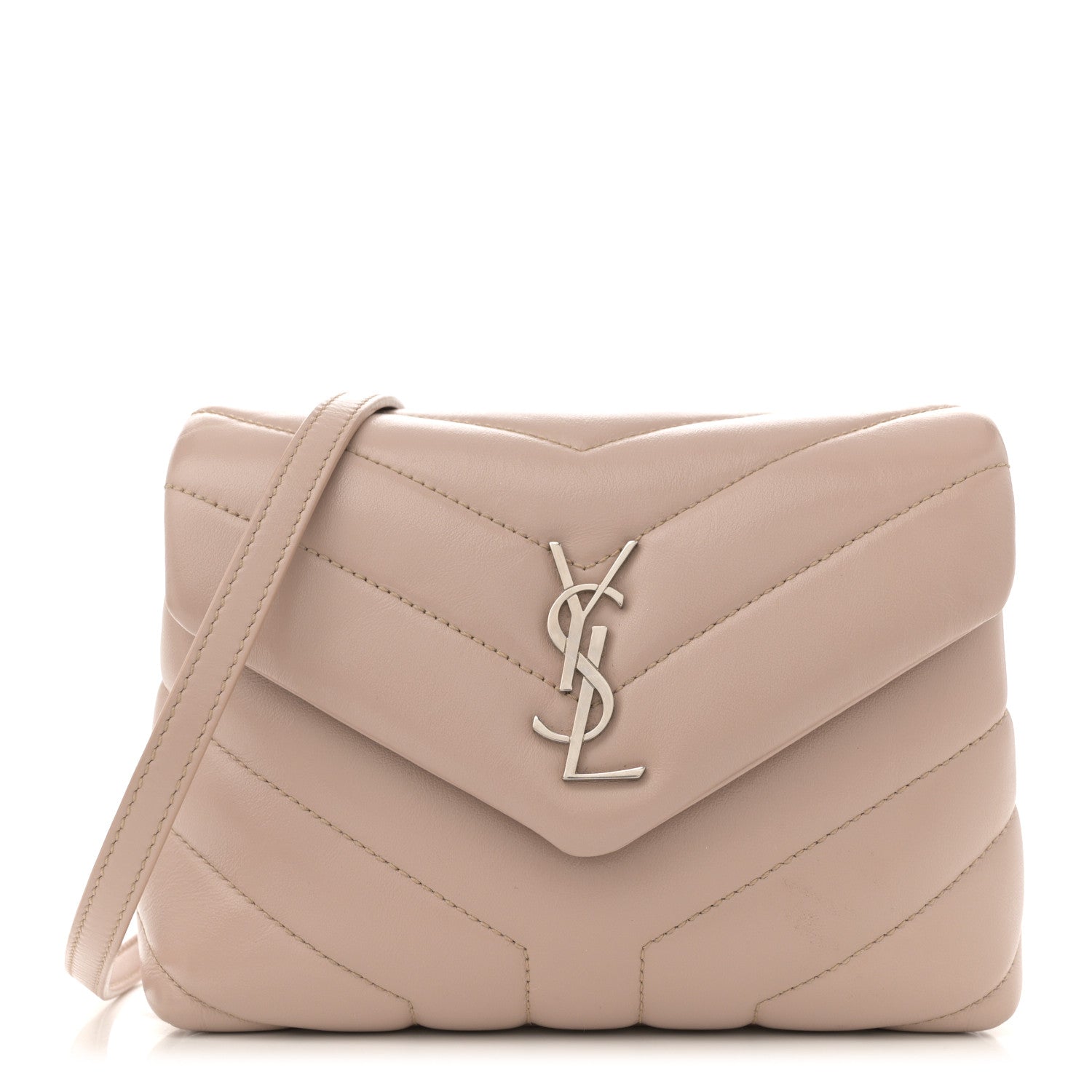 Saint Laurent Calfskin Y Quilted Monogram Toy Loulou Crossbody Bag Light Natural 1 of 12