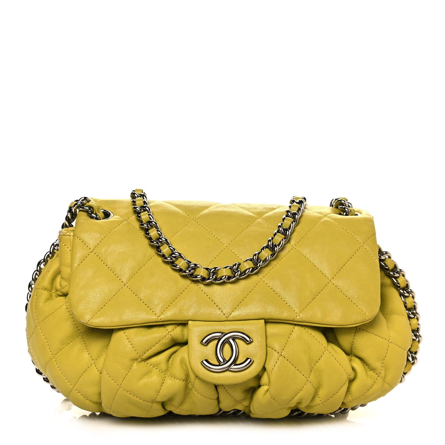 Washed Lambskin Chain Around Medium Messenger Yellow
