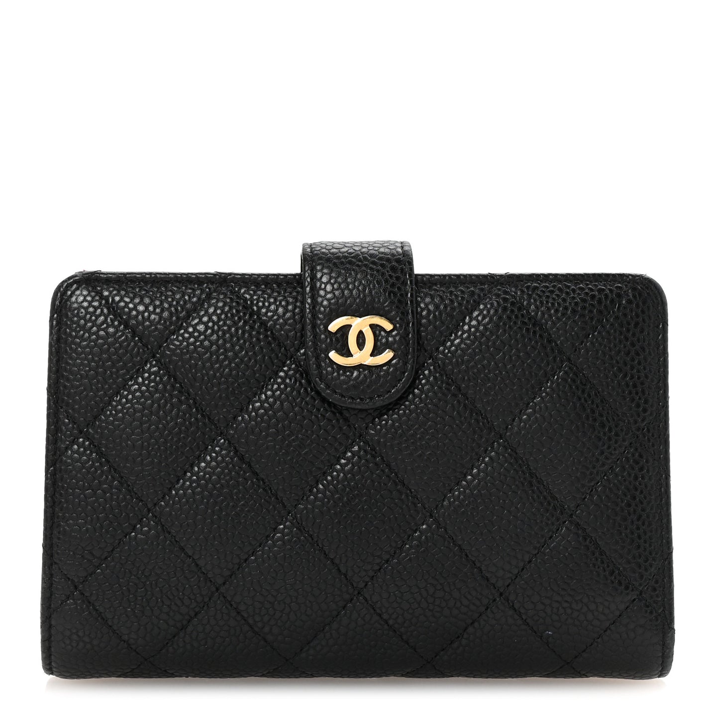 Caviar Quilted Zipped Pocket Wallet Black