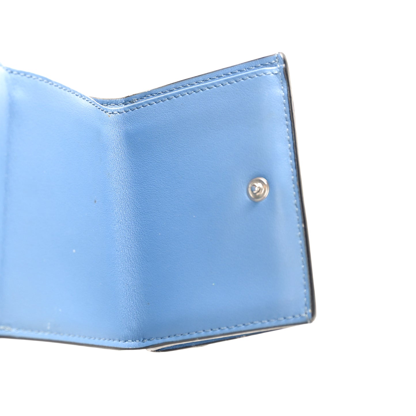 Vitello Liberty F is Fendi Bi-Color FF 1974 Embossed Micro Tri-Fold Envelope Wallet Maya Black Nebula