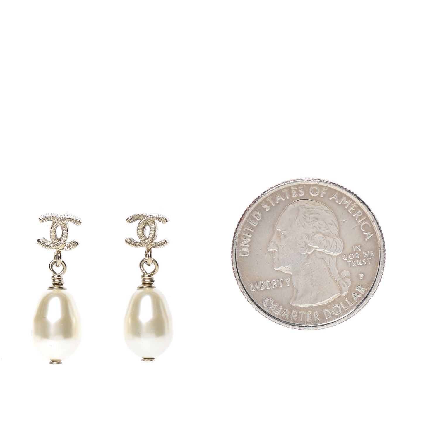 Pearl CC Drop Earrings Gold