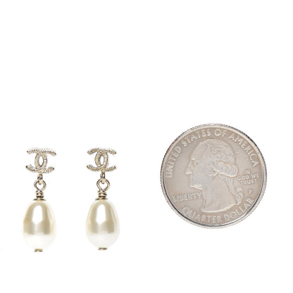 Chanel Pearl CC Drop Earrings Gold 2 of 3