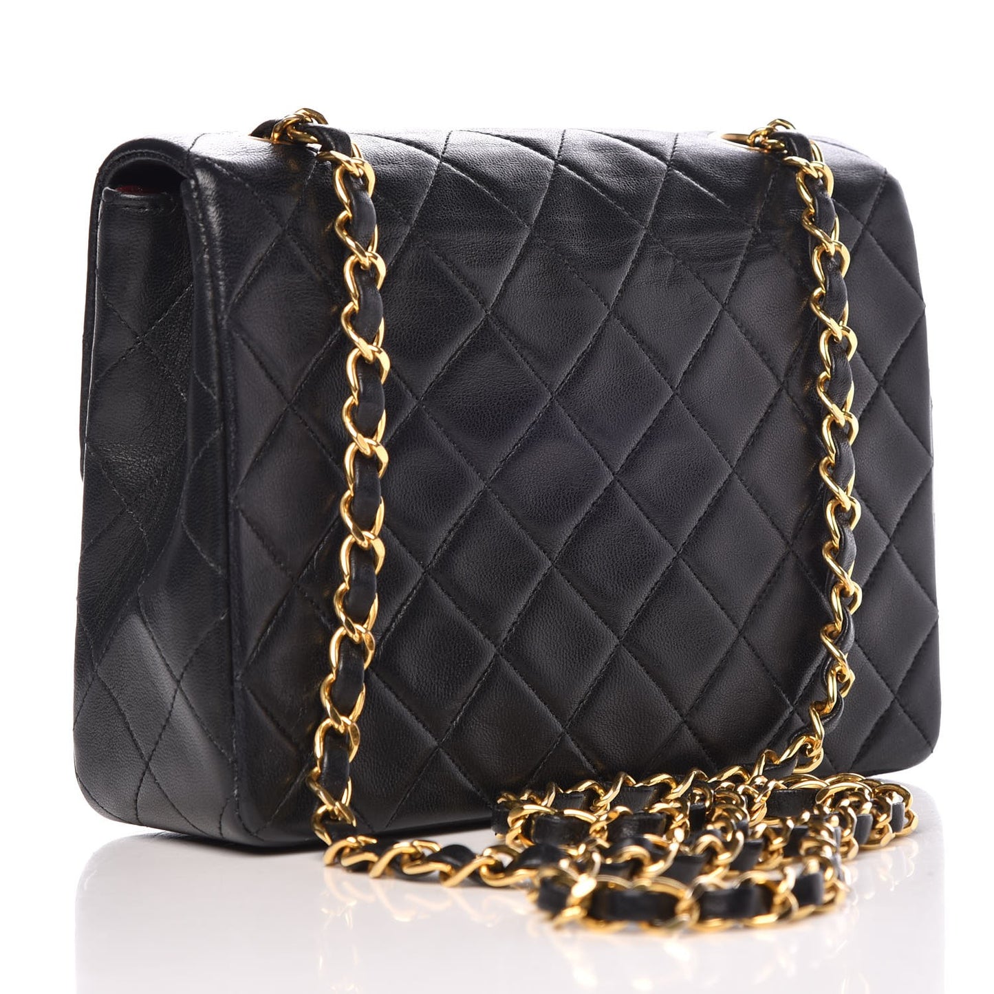 Lambskin Quilted Small Single Flap Black