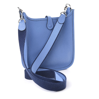 Hermes Taurillon Clemence Amazone Evelyne TPM Bleu Paradis Bleu Saphir 3 of 11