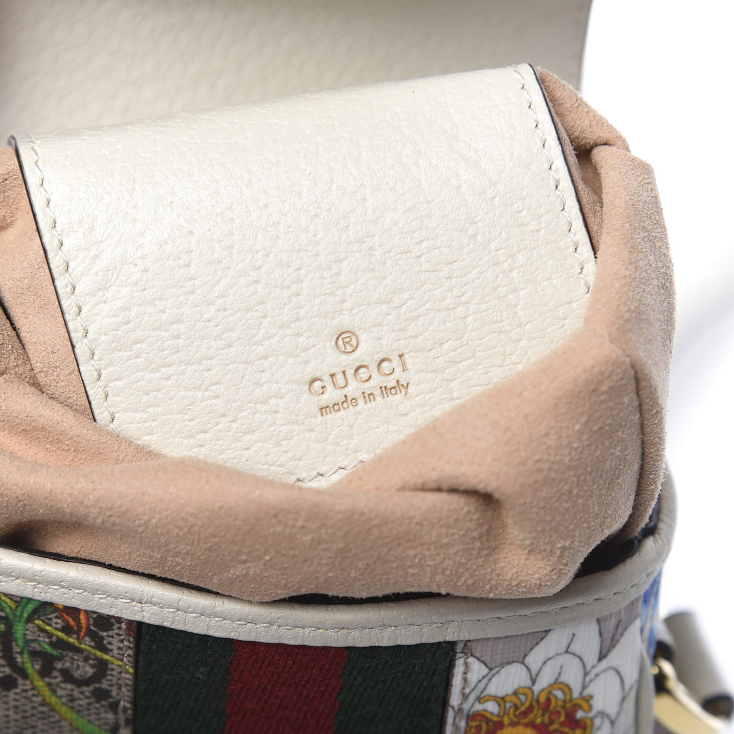 GG Supreme Monogram Flora Web Ophidia Phone Crossbody Bag White