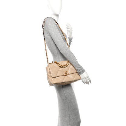 Chanel Lambskin Quilted Large Chanel 19 Flap Beige 2 of 11