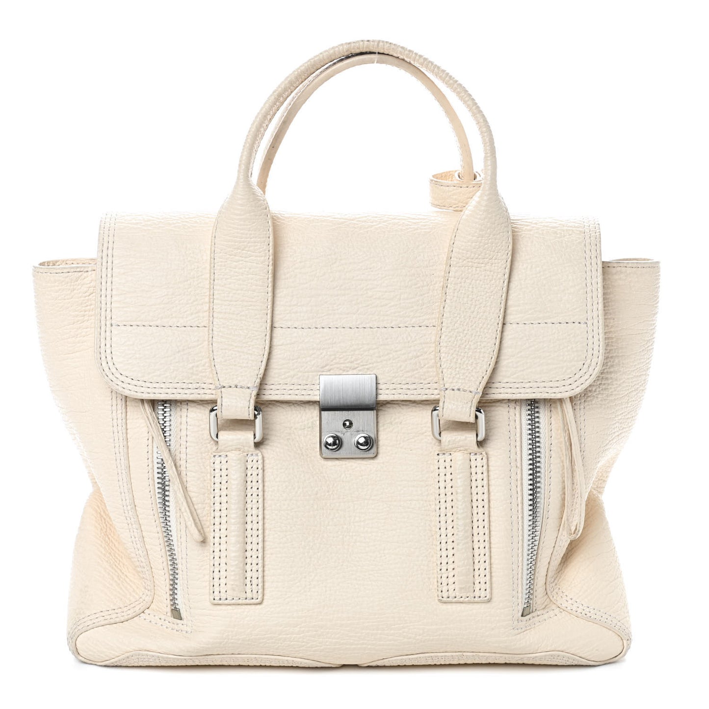 Textured Calfskin Medium Pashli Satchel Milk