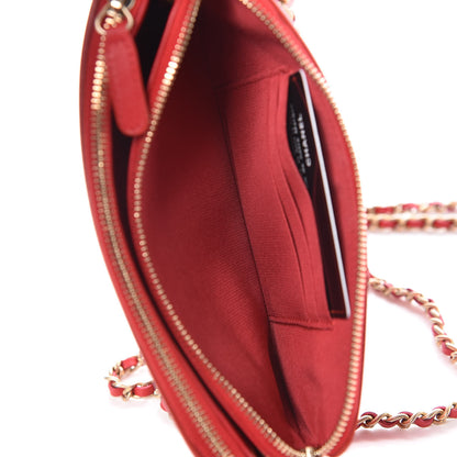 Chanel Caviar Quilted CC Filigree Clutch With Chain Red 10 of 16
