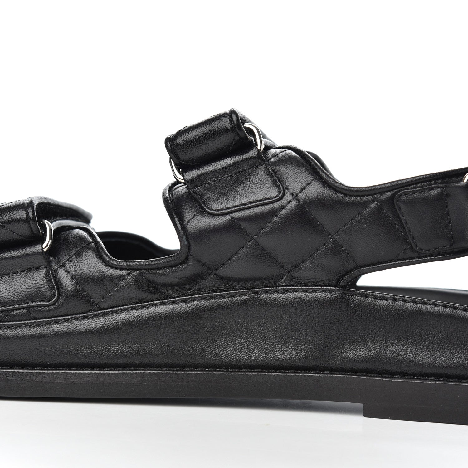 Chanel Lambskin Velcro Dad Sandals 38.5 Black 15 of 16