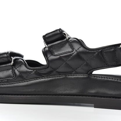 Chanel Lambskin Velcro Dad Sandals 38.5 Black 15 of 16