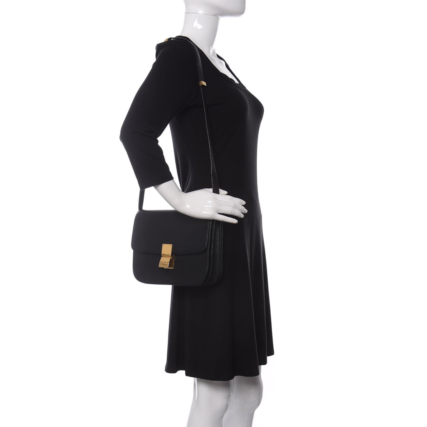 Goatskin Medium Classic Box Flap Bag Black