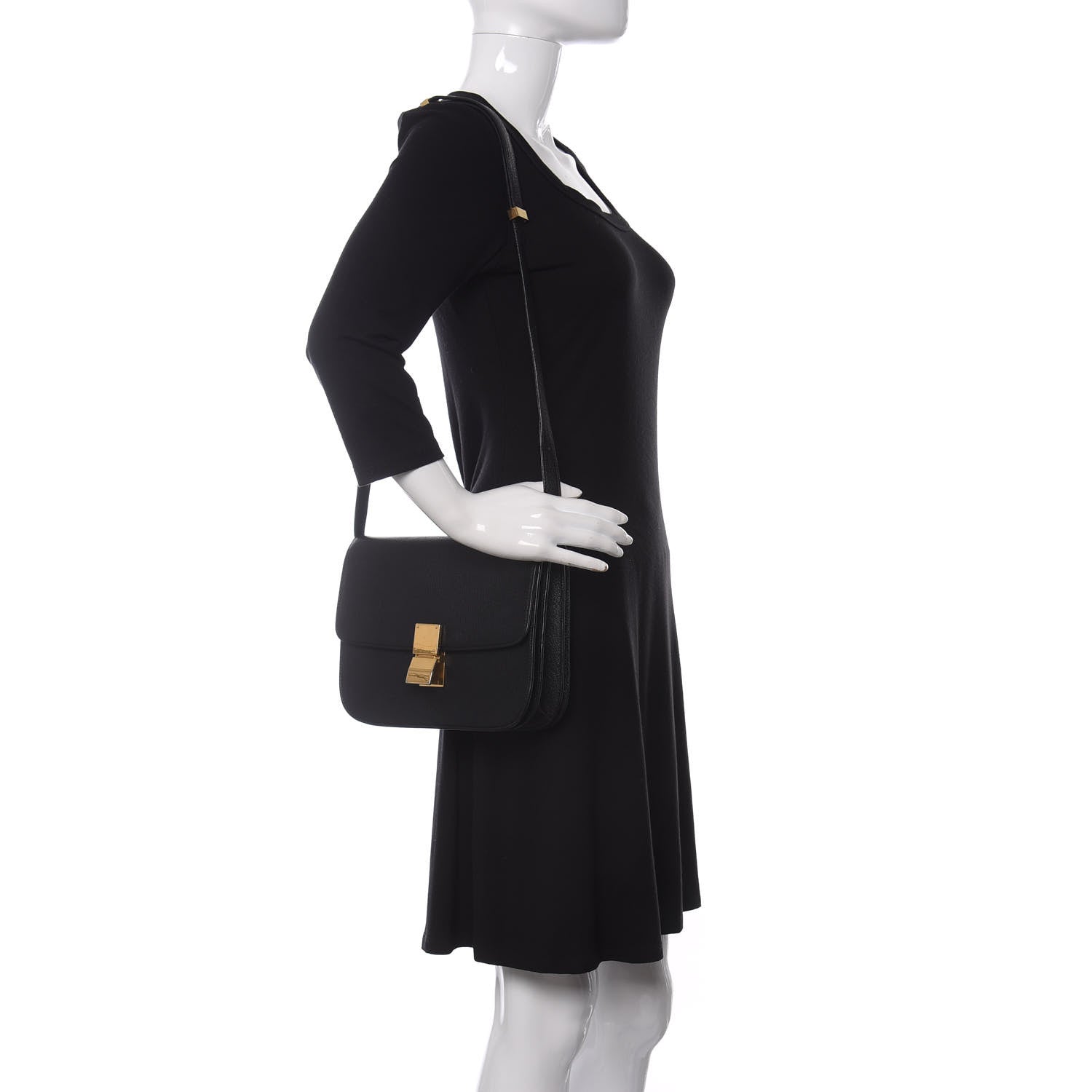 Celine Goatskin Medium Classic Box Flap Bag Black 2 of 11