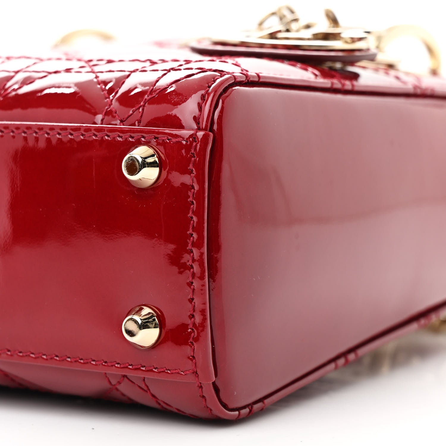 Christian Dior Patent Cannage Mini Lady Dior Red 10 of 11