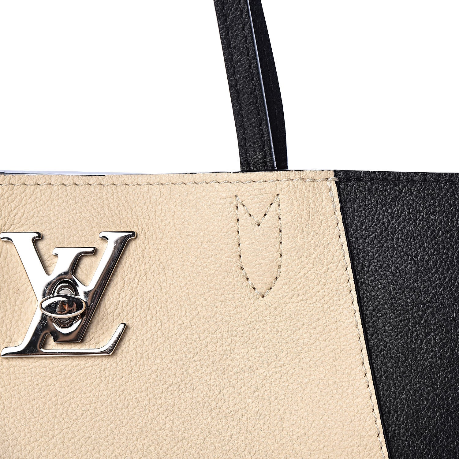 Louis Vuitton Calfskin Lockme Cabas Vanille Black 7 of 9