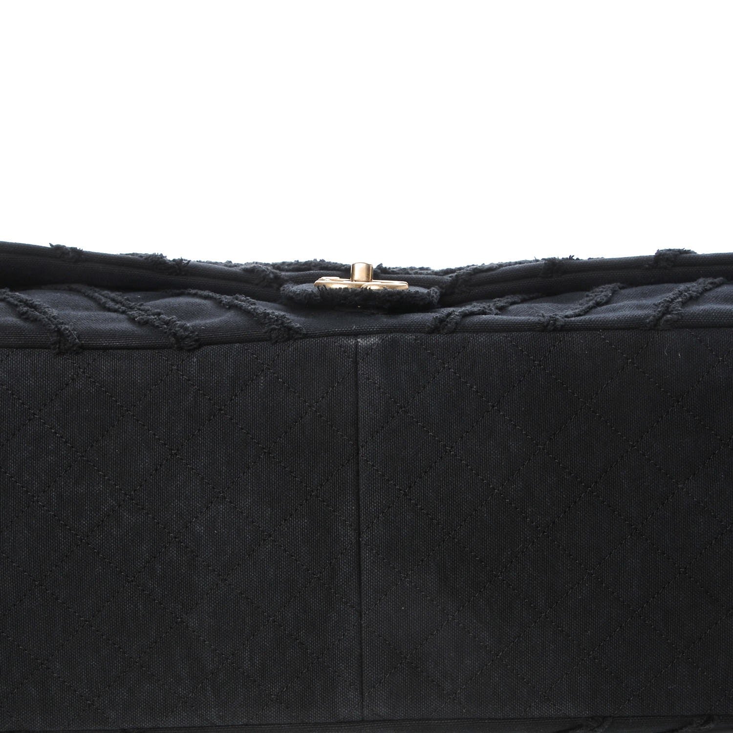 Chanel Canvas Chevron Quilted XXL Travel Flap Bag Black 8 of 10