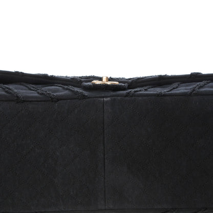 Chanel Canvas Chevron Quilted XXL Travel Flap Bag Black 8 of 10