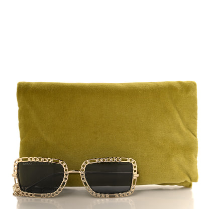 Gucci Rectangle Chain Sunglasses GG1112S Gold 9 of 9