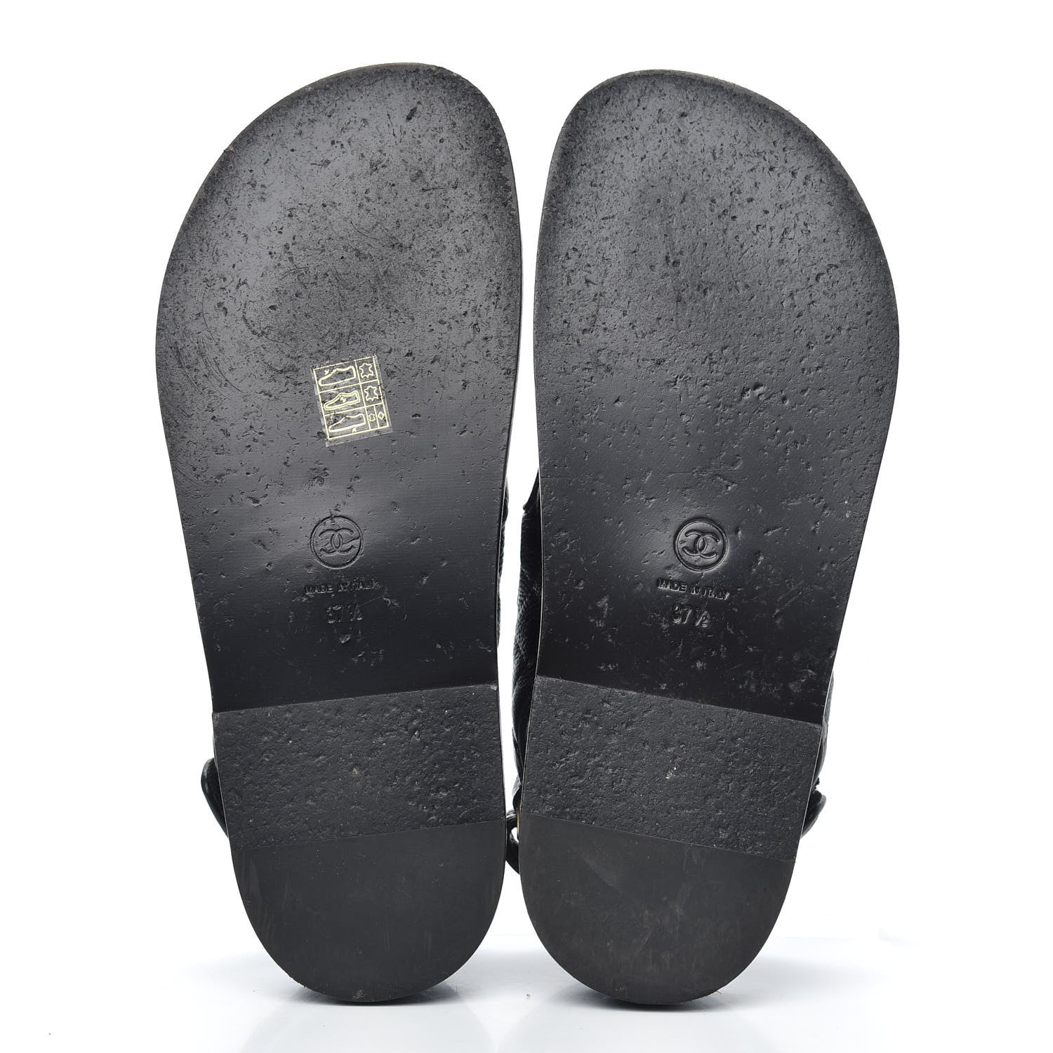 Chanel Grained Calfskin Velcro Dad Sandals 37.5 Black 5 of 11