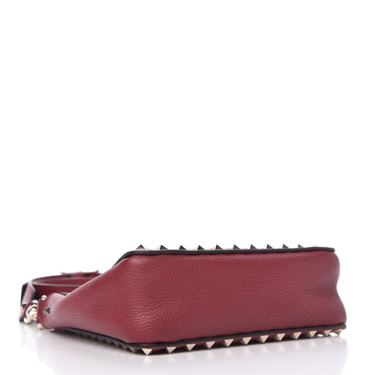Pebbled Calfskin Mini Rockstud Flip-Lock Messenger Bag Rubino