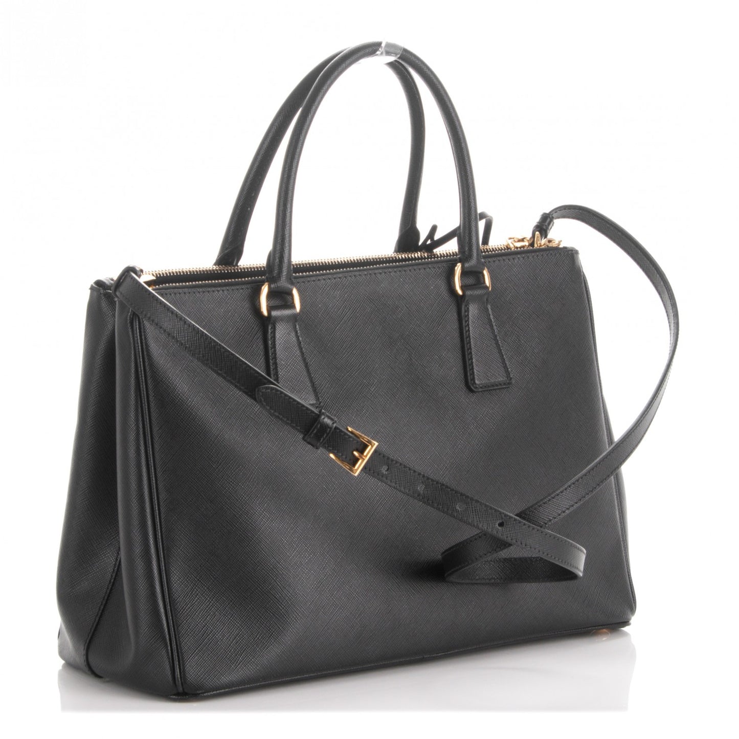 Saffiano Medium Galleria Double Zip Tote Black